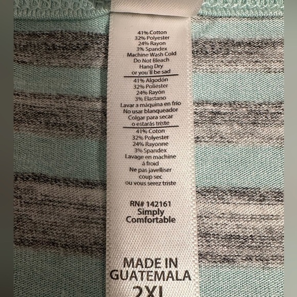 LuLaRoe Classic Tee | Scoop Hem | Grey & Mint Green - Size XL - Picture 4 of 8